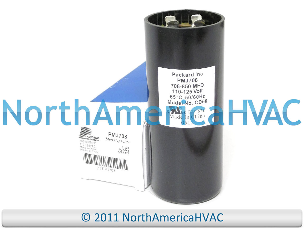 PMJ708 - Packard Motor Start Capacitor 708-850 MFD 110-125 Volt